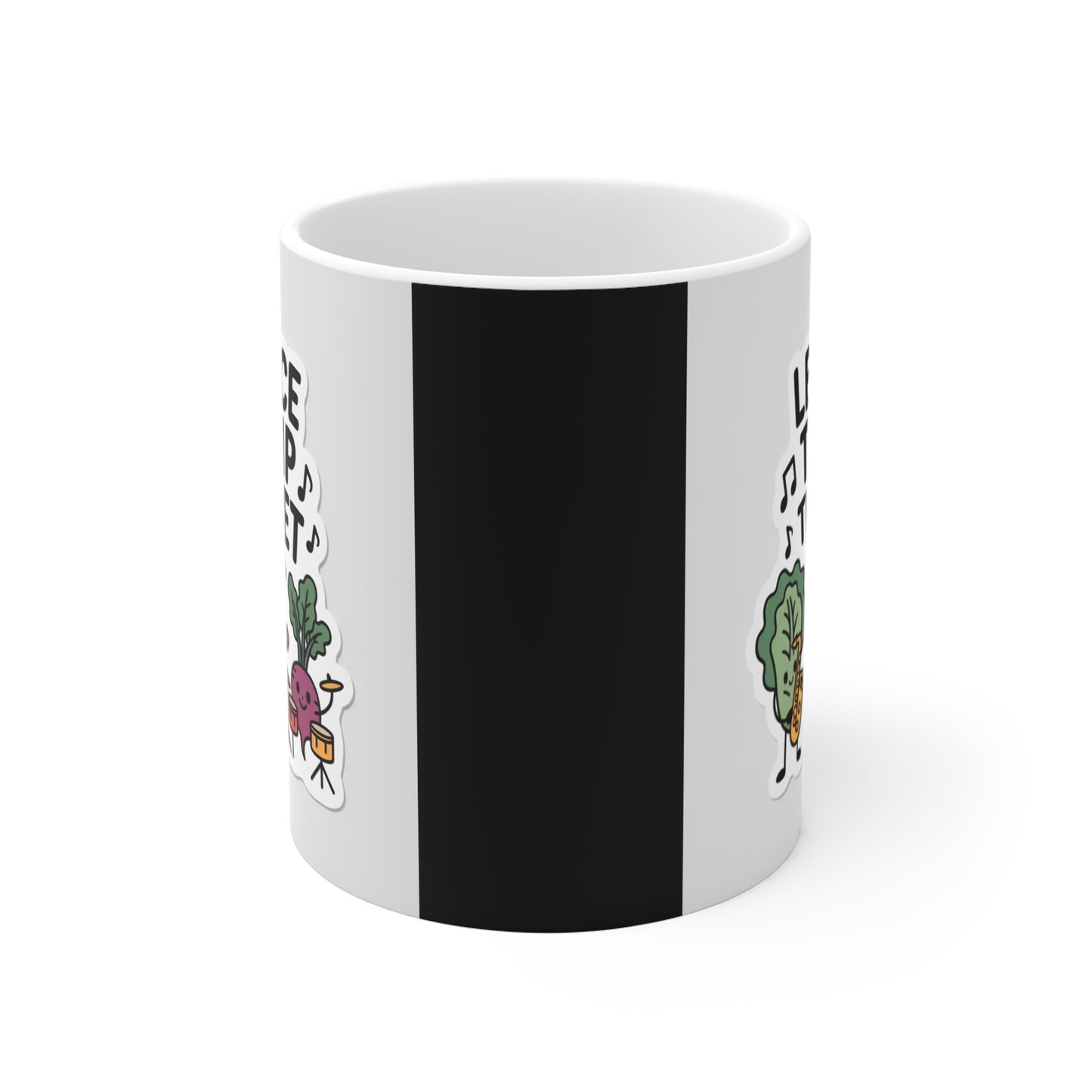 Whimsical Vegetable Mug, Funny Lettuce Turnip the Beet Coffee Cup, Gift for Gardeners, Music Lovers, Fun Kitchen Decor