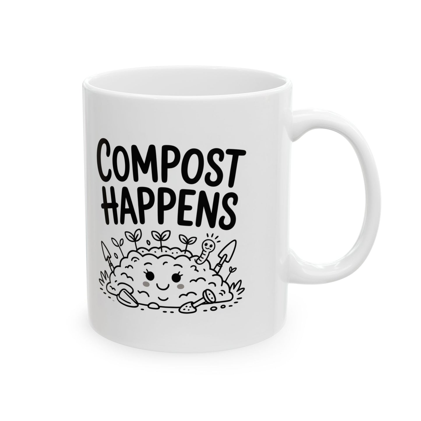 Compost Happens Ceramic Mug for Garden Lovers, Perfect Gift for Plant Enthusiasts!